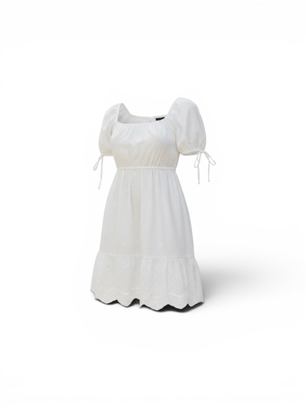 White Puff Sleeve Mini Dress Size Small New NWT - Picture 5 of 6